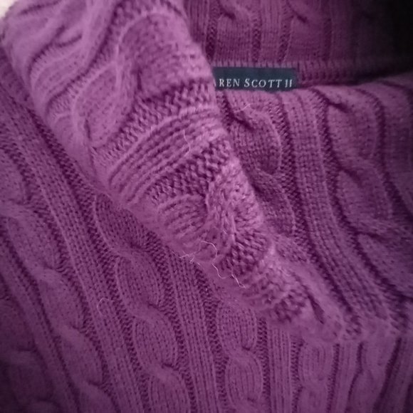 Purple Karen Scott II Cable Knit Cowl Neck Tunic Sweater Size 2X (T-339) - Picture 8 of 10